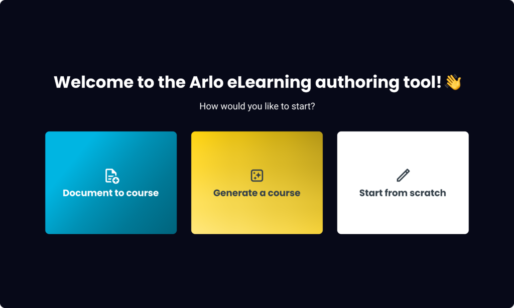 Image of Arlo's eLearning authoring tool creation methods.