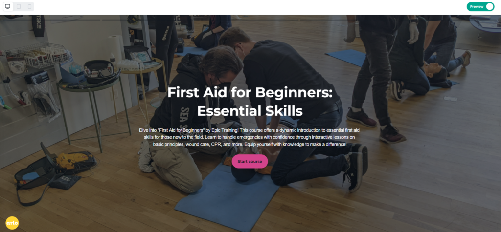Image of a 'First Aid for Beginners Essential Skills' course