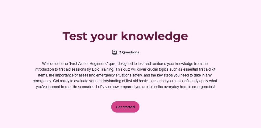 Image of a quiz created by Arlo's elearning authoring tool.