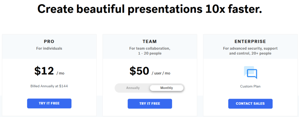 Image of Beautiful.AI pricing