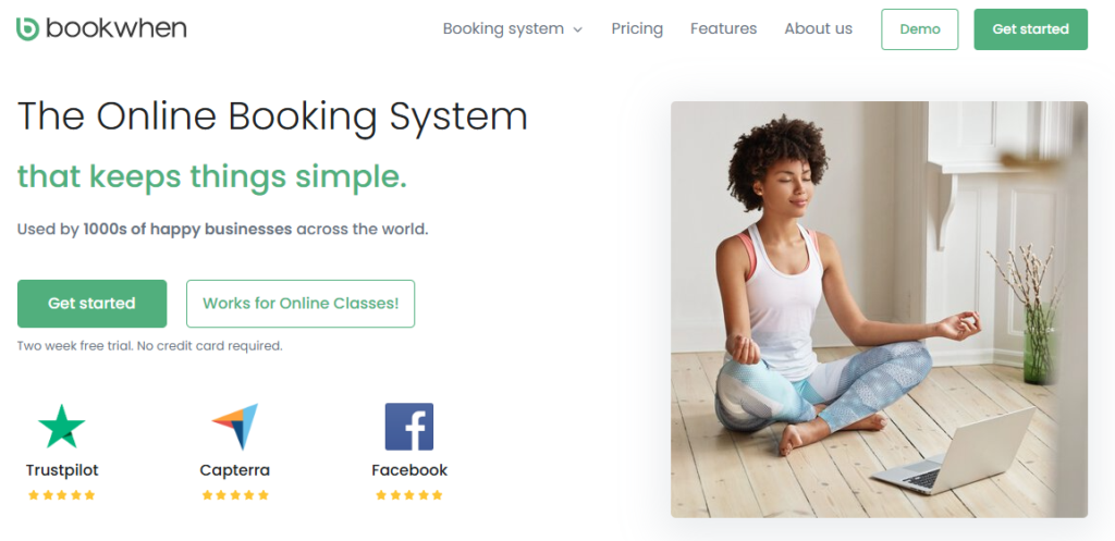 Bookwhen homepage