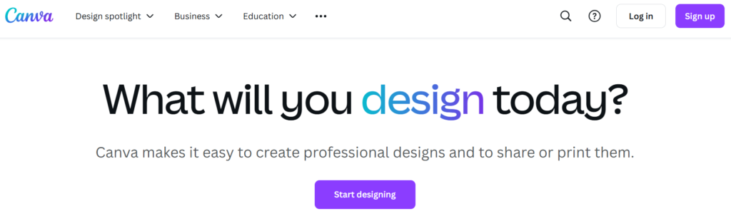 Canva homepage