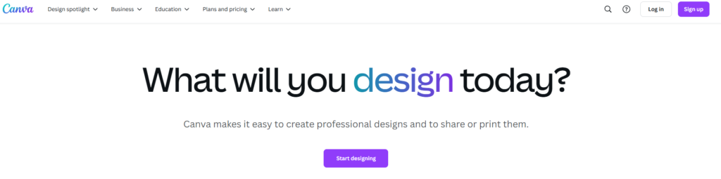 Image of Canva homepage