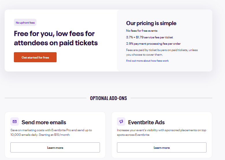 Eventbrite pricing