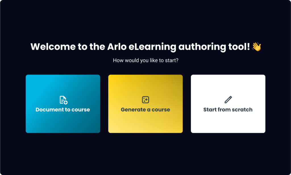Image of Arlos' elearning authoring software workflow.