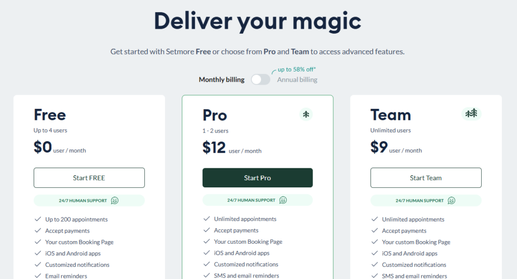 Setmore pricing