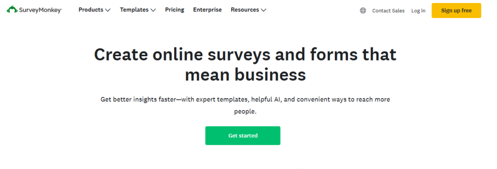 SurveyMonkey homepage