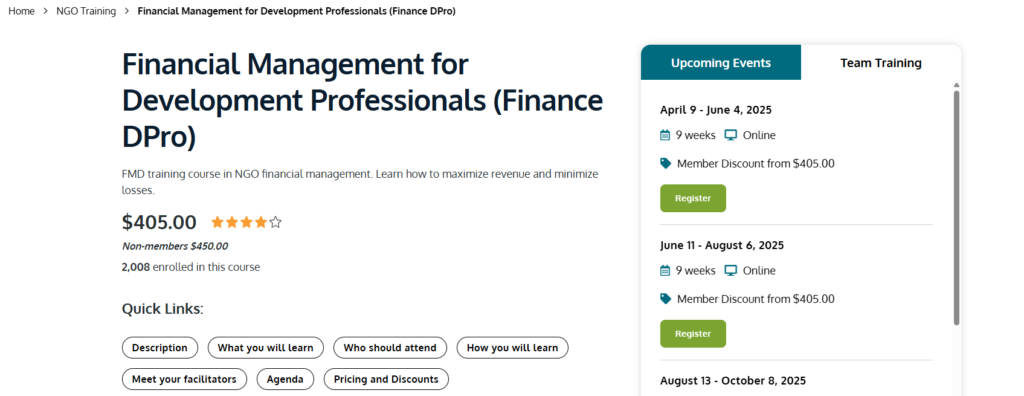 Image of Humentum self paced course where learners go through their material at their own pace, but with a deadline.
